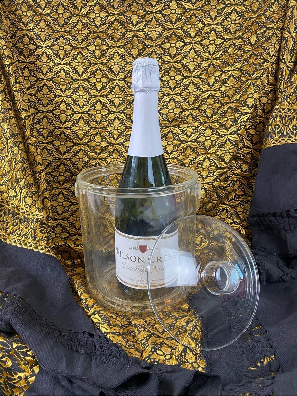 Acrylic Clear Ice Bucket with lid Vintage 1986 double walled Barware party